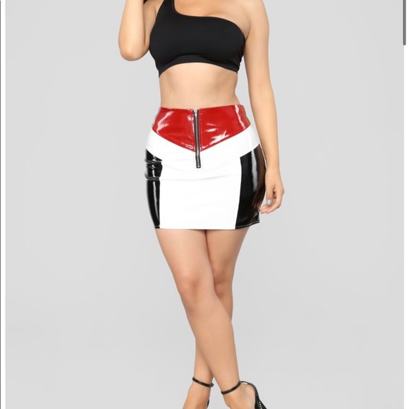 Fashion Nova Dresses & Skirts - Fashion Nova Skirt Pleather Red Black White Mini
